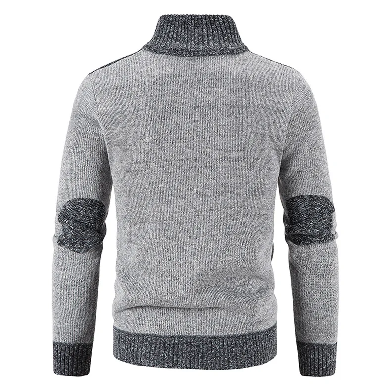 Men's Winter Sweater Fleece Zipper Cardigan Korean Autumn Thick Warm Blazer Coat Sports Male Jumper Knit Clothing Brown Jacket