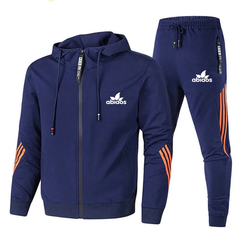 Spring/autumn Outdoor Zip-up Jacket + Sports Pants Jogging Set; Casual Basketball and Fitness Two-piece Set; High-end Fashionabl
