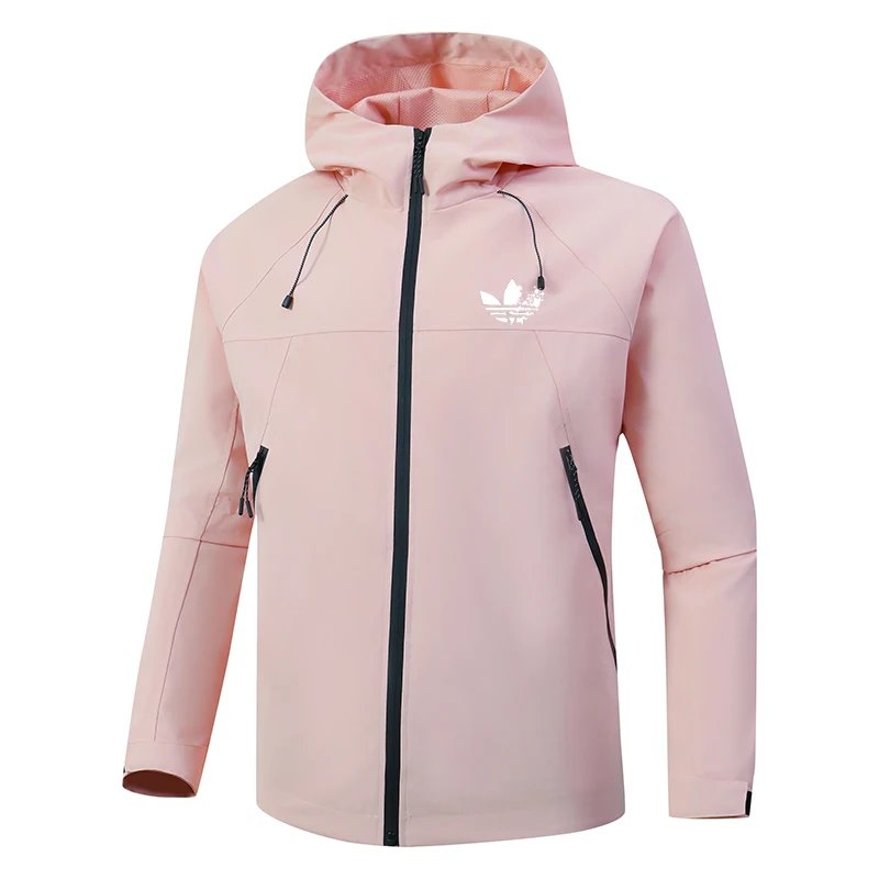Autumn men's lightweight jacket, full zipper sun protection long-sleeved windbreaker, street wear men's zipper pocket hood