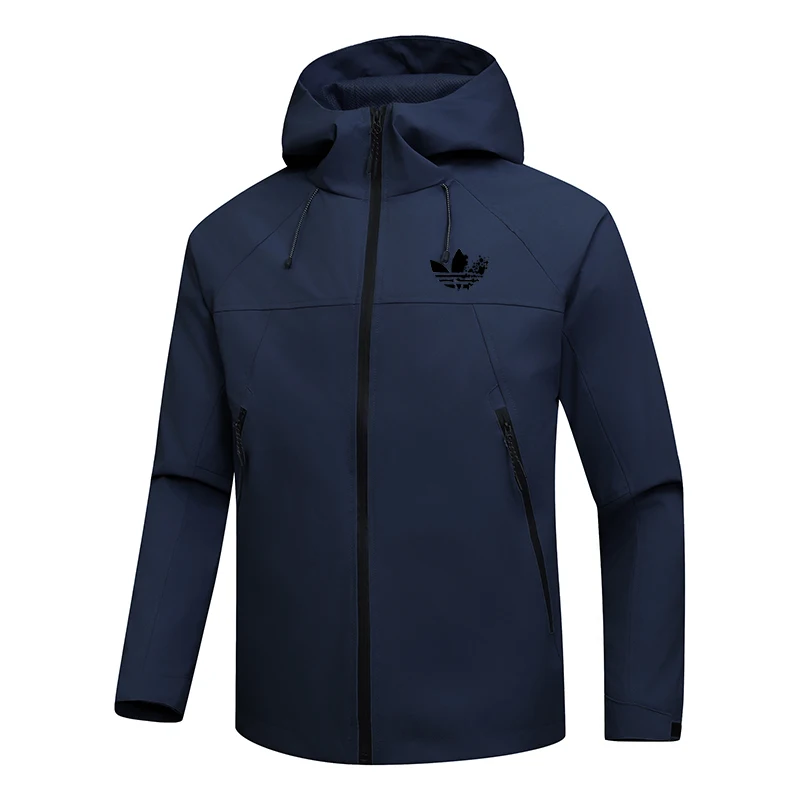 Autumn men's lightweight jacket, full zipper sun protection long-sleeved windbreaker, street wear men's zipper pocket hood