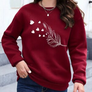 Loose Sweatshirt Casual Long Sleeve Women Autumn and winter Comfortable Pullover Crewneck Loose Female Clothes