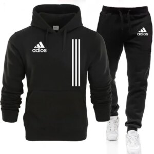 New autumn and winter men's long-sleeved pullover hoodie + pants 2-piece fashionable outdoor running men's sportswear set