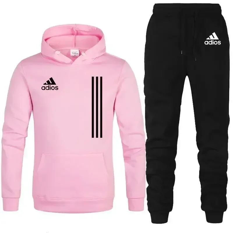 New autumn and winter men's long-sleeved pullover hoodie + pants 2-piece fashionable outdoor running men's sportswear set