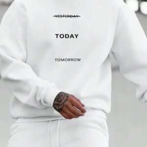 Autumn Winter Men Sweatshirt Letter Today Tomorrow Printing Hoodie Street Trend Pullovers Crewneck Loose Comfortable Clothing