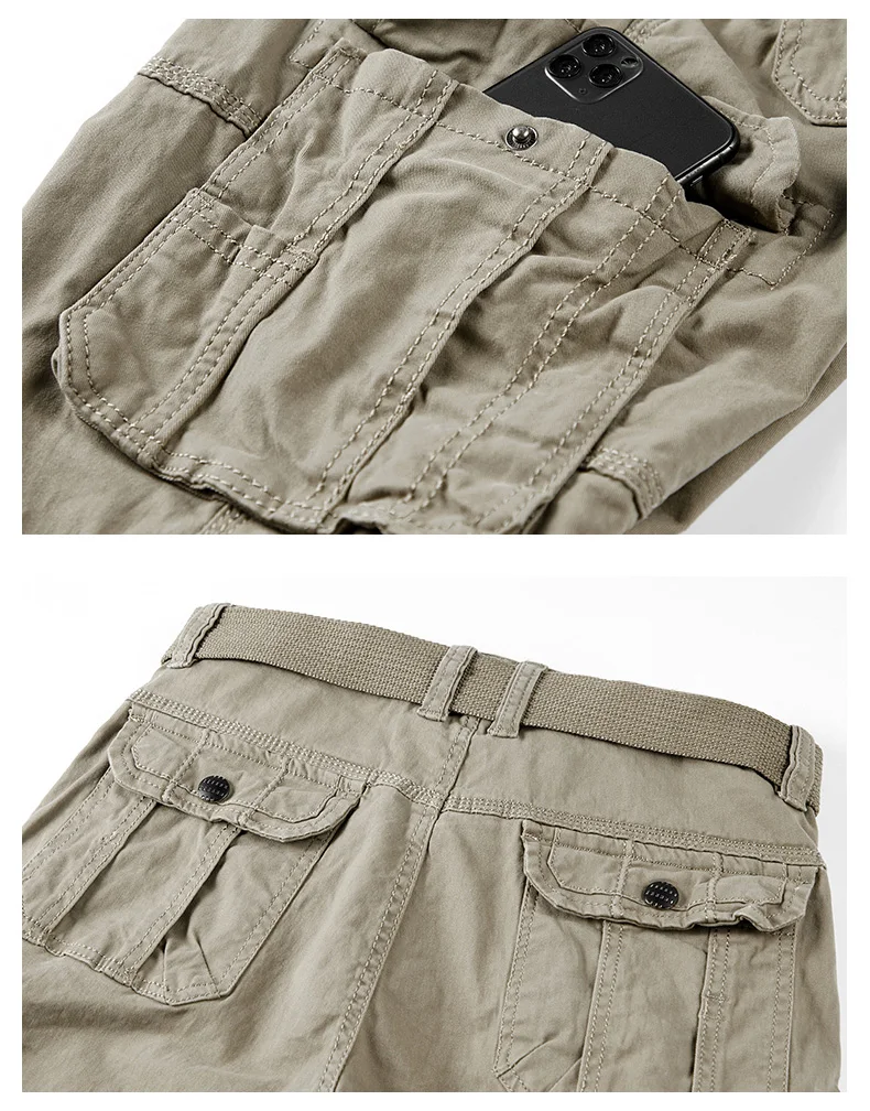 2025 Men's Cargo Pants Straight Leg Cotton Stretch Tactical Trouser Male Military Outdoor Camping Fishing Casual Work Wear Khaki