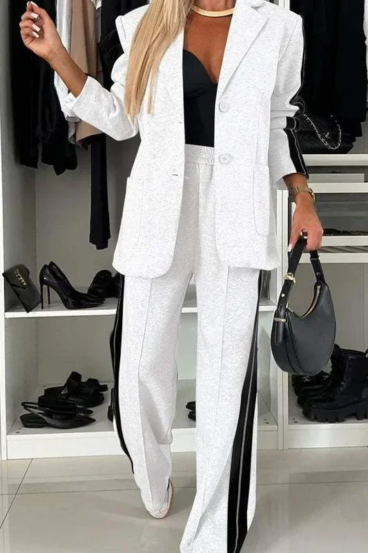 Autumn Winter Casual Women's Long Sleeve Collared Suit Set New Arrival 2025 Cross-Border Independent Station Polyester Fiber Autumn Winter Casual Women's Long Sleeve Collared Suit Set New Arrival 2025 Cross-Border Independent Station Polyester Fiber