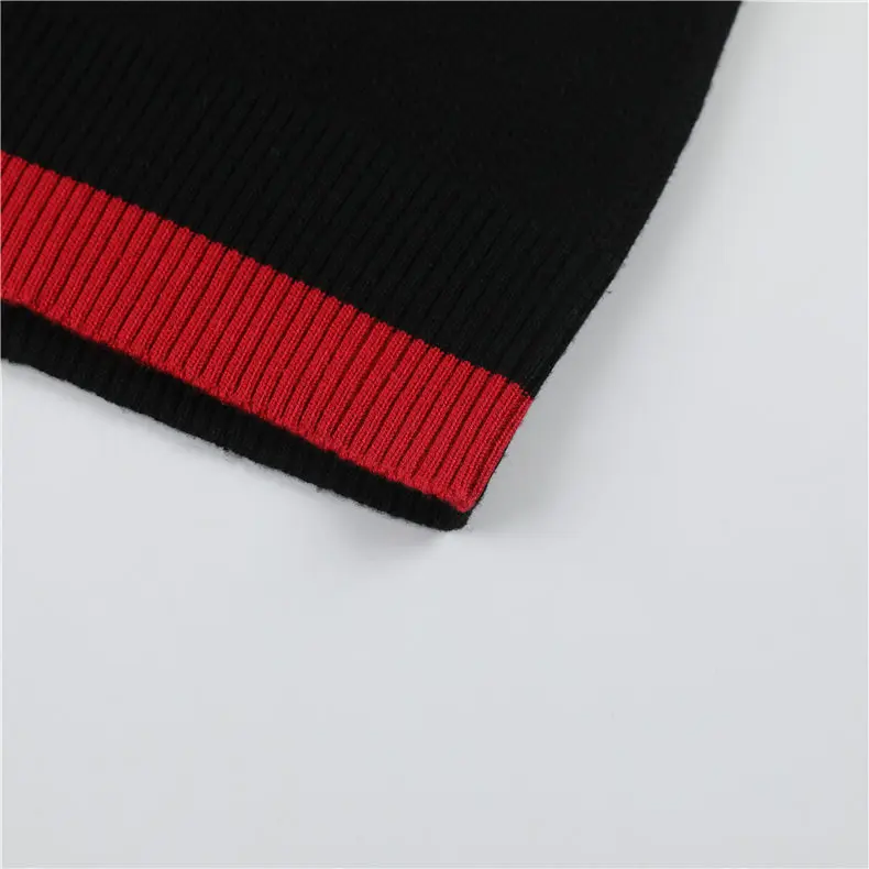 High Quality Sweater Men Pullover Fashion Slim Sweater Knitwear Jumper Man Patch Work Male Jersey Top Boy Sweatshirt Red Black