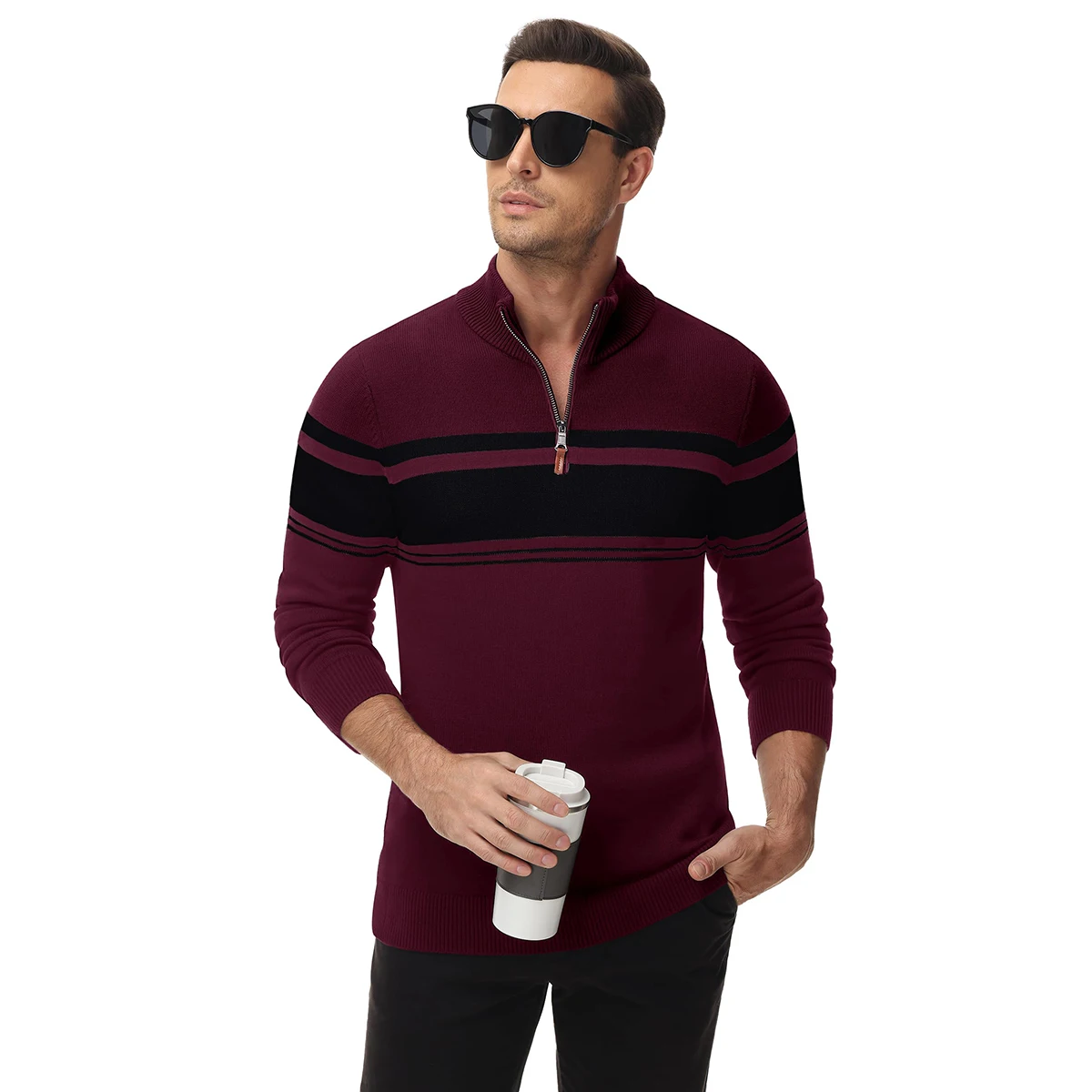 TACVASEN Striped Pullover Men's Sweaters Quarter Zipper Stand Collar Long Sleeve Autumn Winter Working Casual Male Sweater Tops TACVASEN Striped Pullover Men's Sweaters Quarter Zipper Stand Collar Long Sleeve Autumn Winter Working Casual Male Sweater Tops