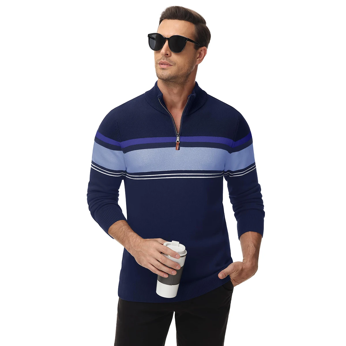 TACVASEN Striped Pullover Men's Sweaters Quarter Zipper Stand Collar Long Sleeve Autumn Winter Working Casual Male Sweater Tops TACVASEN Striped Pullover Men's Sweaters Quarter Zipper Stand Collar Long Sleeve Autumn Winter Working Casual Male Sweater Tops