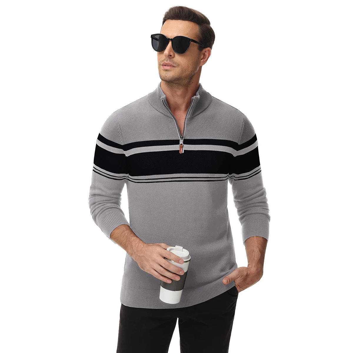TACVASEN Striped Pullover Men's Sweaters Quarter Zipper Stand Collar Long Sleeve Autumn Winter Working Casual Male Sweater Tops TACVASEN Striped Pullover Men's Sweaters Quarter Zipper Stand Collar Long Sleeve Autumn Winter Working Casual Male Sweater Tops