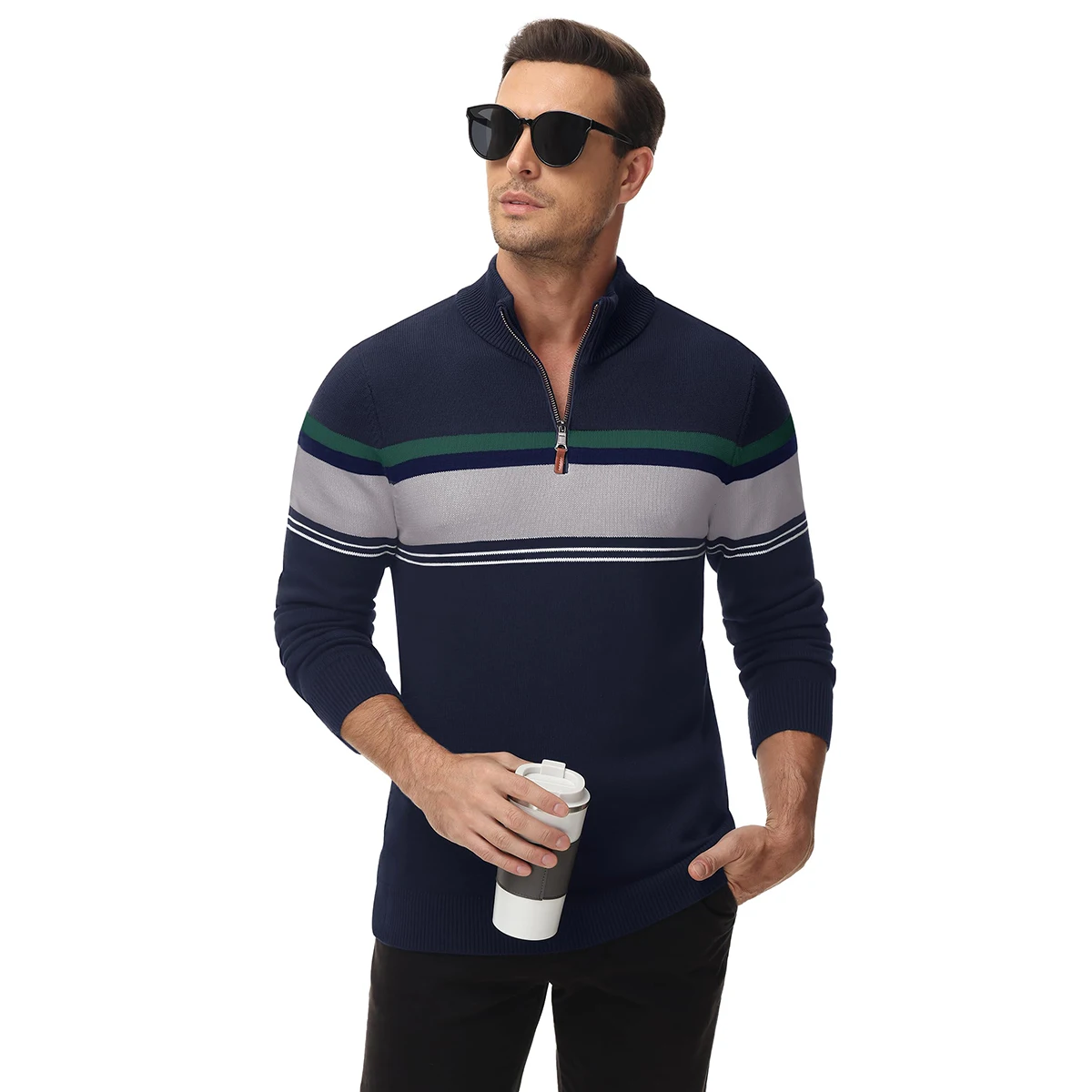 TACVASEN Striped Pullover Men's Sweaters Quarter Zipper Stand Collar Long Sleeve Autumn Winter Working Casual Male Sweater Tops TACVASEN Striped Pullover Men's Sweaters Quarter Zipper Stand Collar Long Sleeve Autumn Winter Working Casual Male Sweater Tops