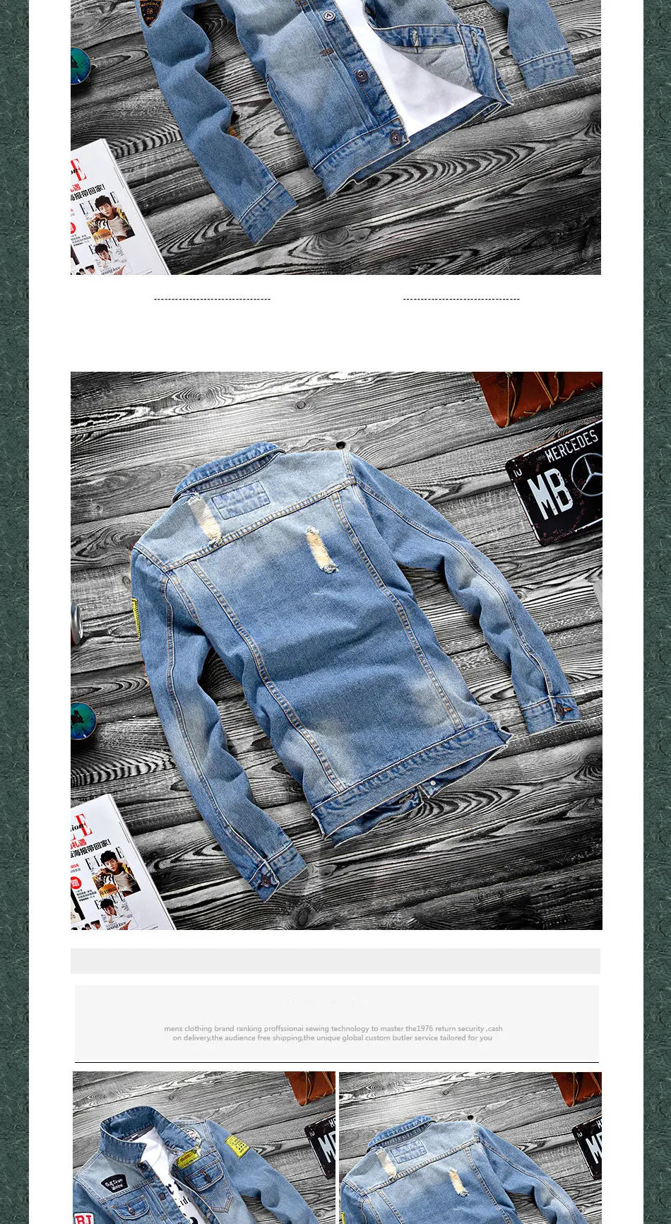 Fashion 2022 Spring Autumn Distressed Ripped Casual Denim Teenager Jacket Men Long Sleeve Hip Hop Shirt Youth Students Thin Coat