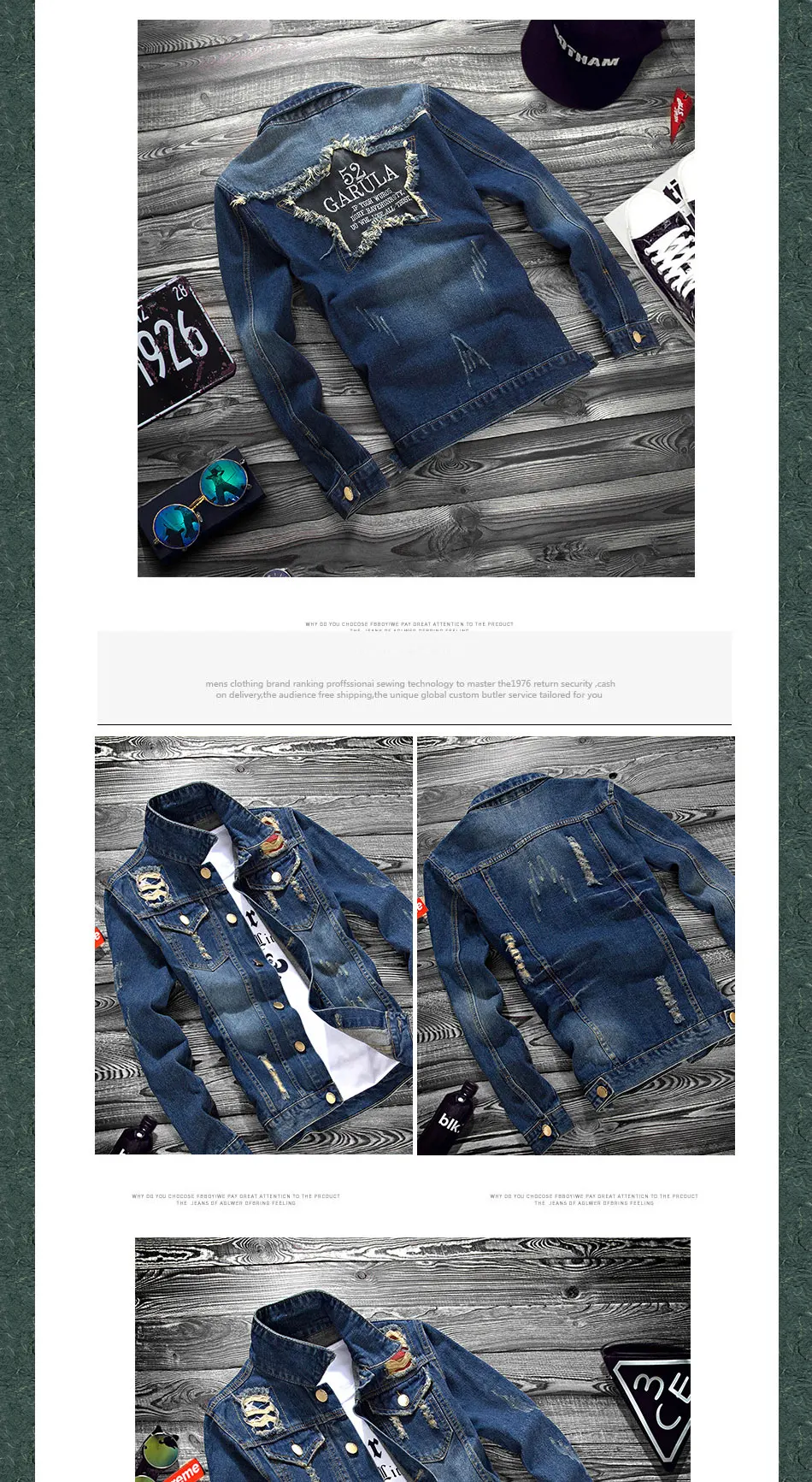 Fashion 2022 Spring Autumn Distressed Ripped Casual Denim Teenager Jacket Men Long Sleeve Hip Hop Shirt Youth Students Thin Coat