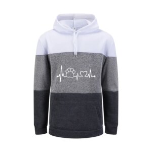 Autumn Winter Womens Hoodies Cute Lines Printing Casual Splicing Sweatshirts Sports Jogging Tops Home Comfort Woman Clothing