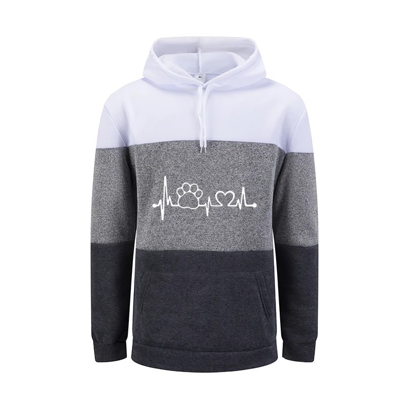Autumn Winter Womens Hoodies Cute Lines Printing Casual Splicing Sweatshirts Sports Jogging Tops Home Comfort Woman Clothing