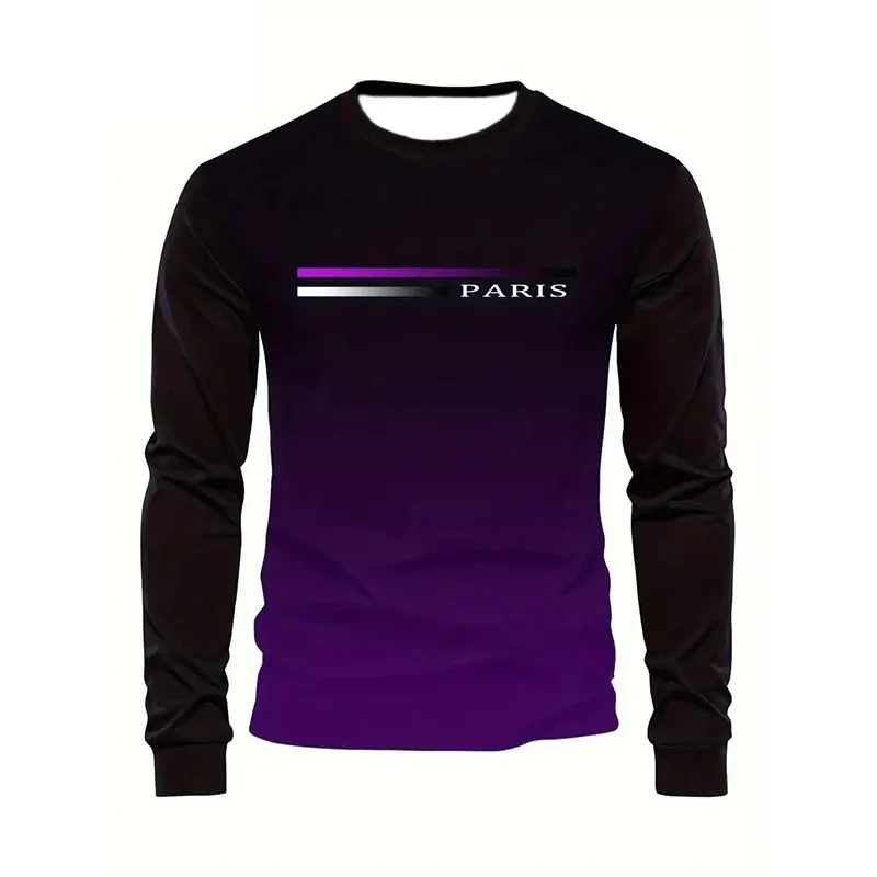 Spring and autumn men's casual printed T-shirt simple fashion trend long sleeve high quality comfortable men's wear