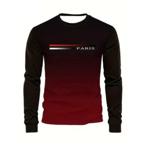Spring and autumn men's casual printed T-shirt simple fashion trend long sleeve high quality comfortable men's wear
