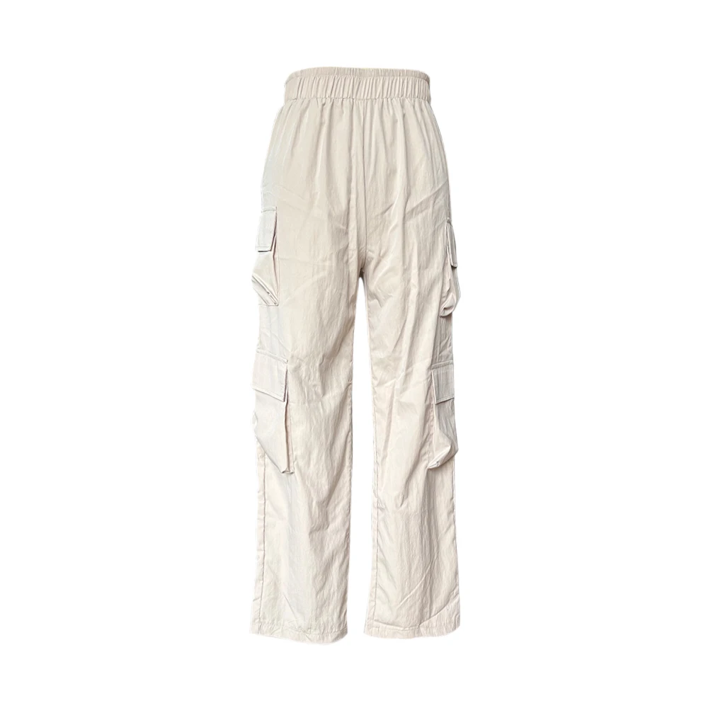 Women's fashion solid color pocket high waist elastic work pants