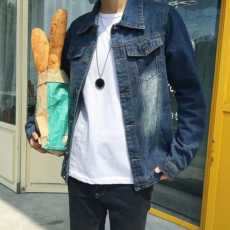 Male Jean Coats Ripped Men's Denim Jacket Casual Slim with Hole Vintage Short Autumn Fast Delvery Original Y2k Low Price Korea G