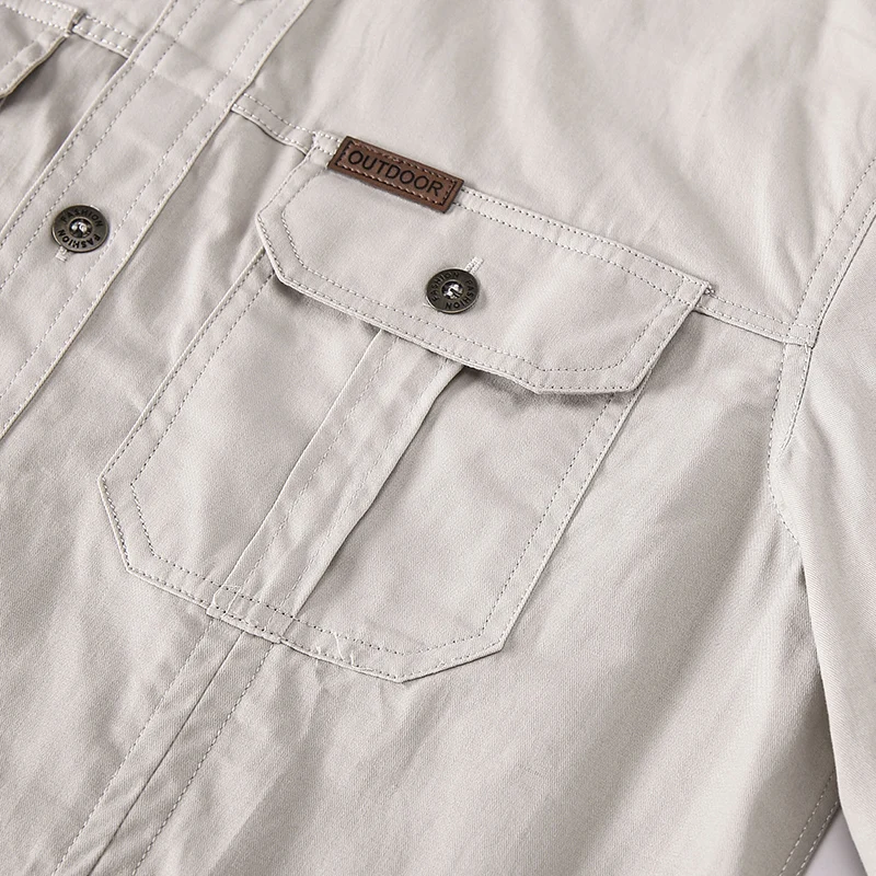 2024 Spring Cotton Cargo Shirt for Men Long Sleeve Multi-Pocket Shirts Outdoor Casual Colthing High Quality Militar Overshirt