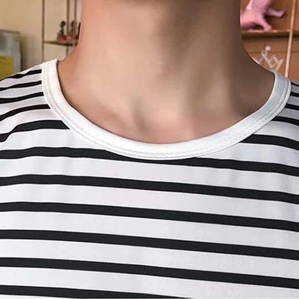 Autumn Men's Round Neck T-Shirts Long Sleeve Stripe Pullovers T-Shirt Casual Undershirts Men Tees Tops