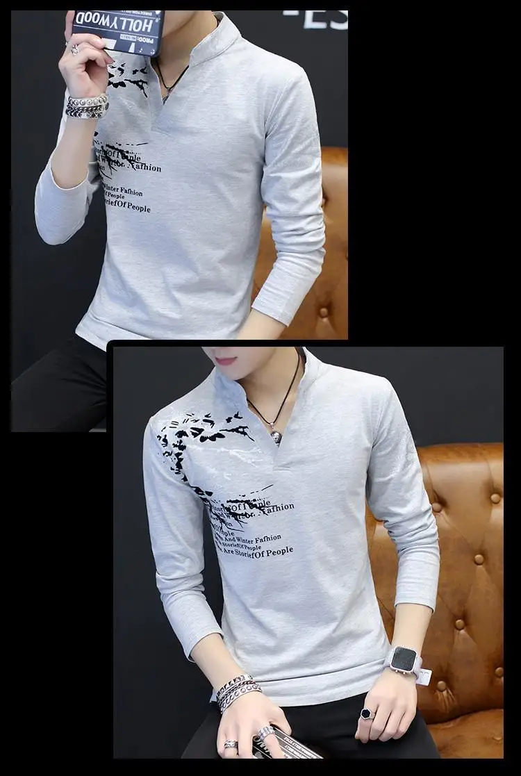 Stand Collar Man Pullovers Tight Bulk Spring Tops Sweatshirts Elasticity Designer Casual Social Quotes Slim Fit T Shirt for Men Stand Collar Man Pullovers Tight Bulk Spring Tops Sweatshirts Elasticity Designer Casual Social Quotes Slim Fit T Shirt for Men
