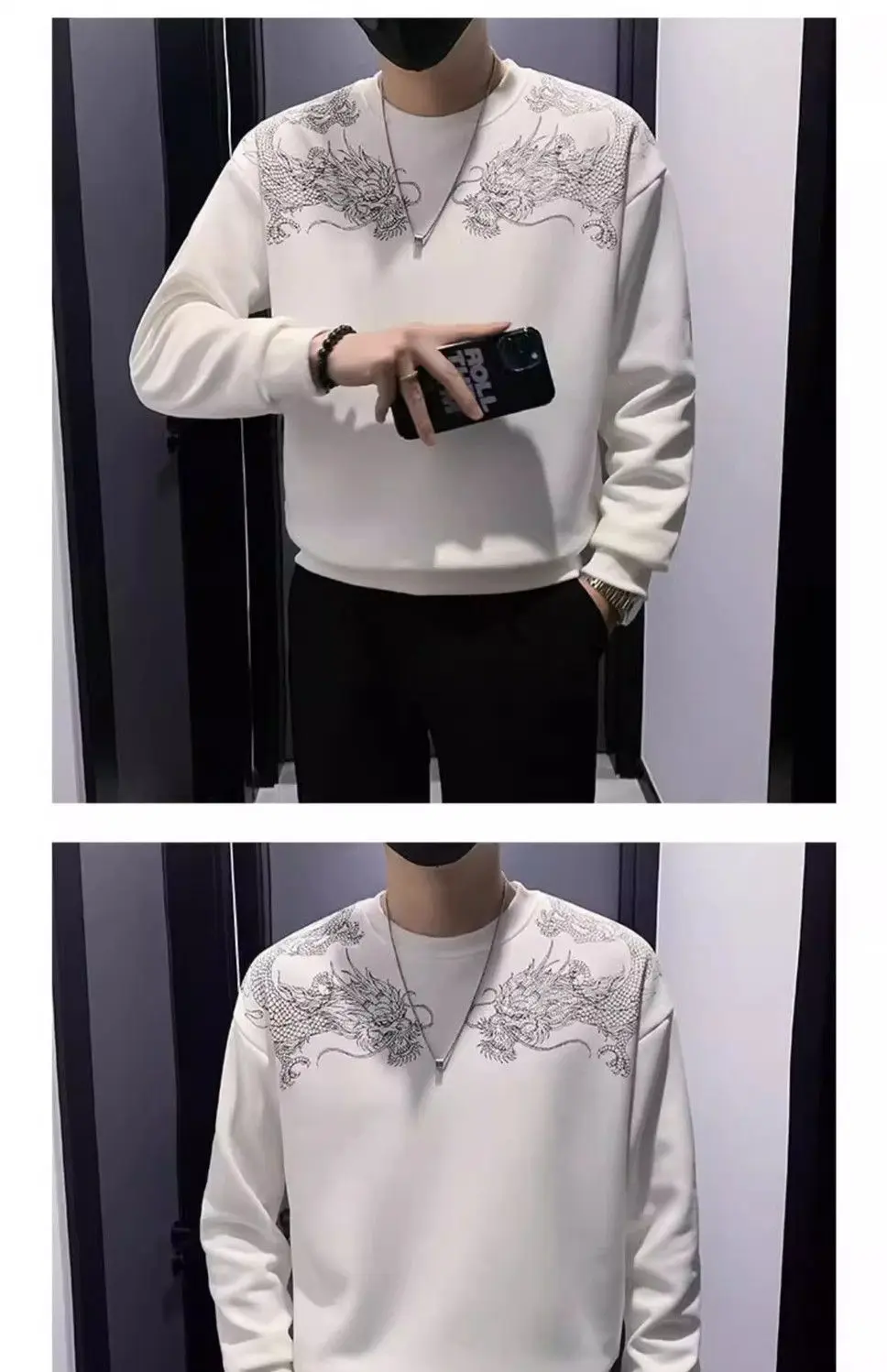 New Trendy Sweatshirt Men's Spring Top Printed Bottom Shirt Long-sleeved T-shirt in Spring and Autumn New Trendy Sweatshirt Men's Spring Top Printed Bottom Shirt Long-sleeved T-shirt in Spring and Autumn