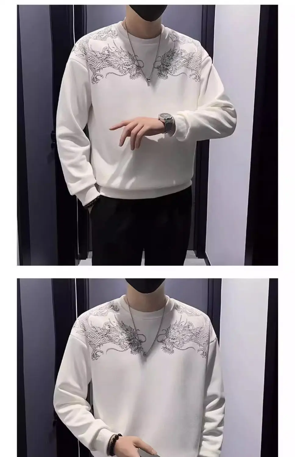 New Trendy Sweatshirt Men's Spring Top Printed Bottom Shirt Long-sleeved T-shirt in Spring and Autumn New Trendy Sweatshirt Men's Spring Top Printed Bottom Shirt Long-sleeved T-shirt in Spring and Autumn
