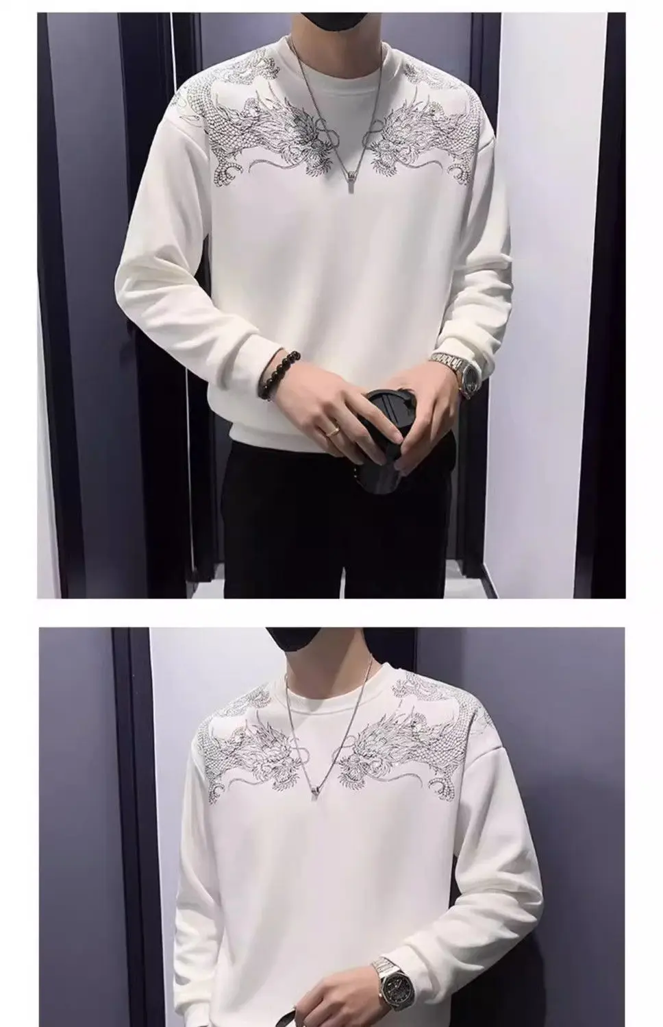 New Trendy Sweatshirt Men's Spring Top Printed Bottom Shirt Long-sleeved T-shirt in Spring and Autumn New Trendy Sweatshirt Men's Spring Top Printed Bottom Shirt Long-sleeved T-shirt in Spring and Autumn