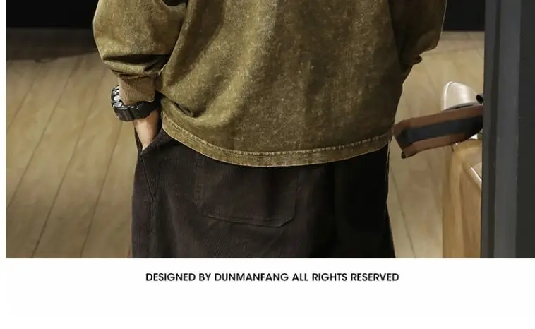 240G Heavy Washed-out Vintage Pure 100% Cotton Long-Sleeve T-shirt Men and Women Loose Spring and Autumn round Neck Sweater