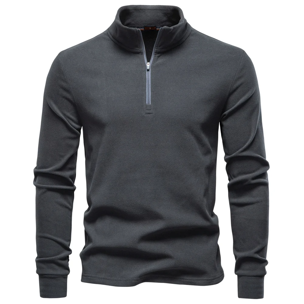 AIOPESON New Men Solid Color Zipper Soft Shell Sweatshirt Long Sleeve Breathable Warm Pullover Casual Streetwear Jacket‌