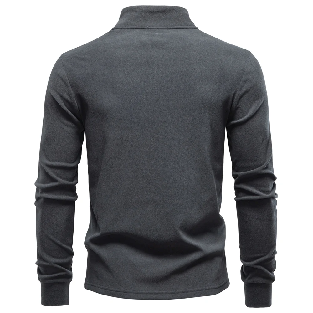 AIOPESON New Men Solid Color Zipper Soft Shell Sweatshirt Long Sleeve Breathable Warm Pullover Casual Streetwear Jacket‌