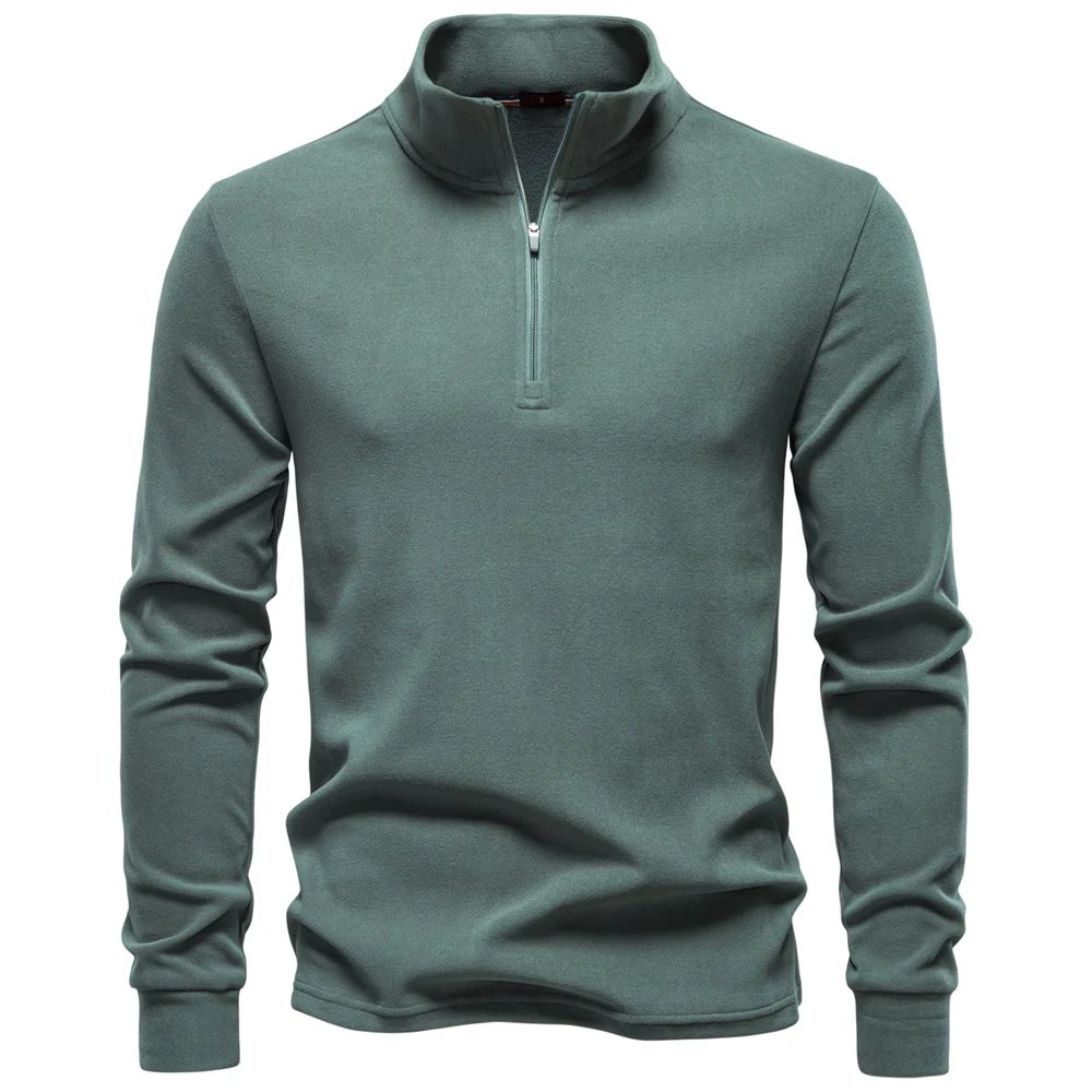 AIOPESON New Men Solid Color Zipper Soft Shell Sweatshirt Long Sleeve Breathable Warm Pullover Casual Streetwear Jacket‌