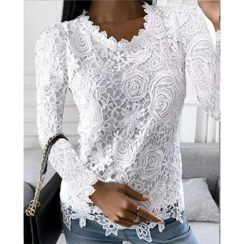 Lace T Shirt Women Elegant Casual Tshirt Woman Clothing Summer Fashion Tops Tee Vintage Clothes Streetwear Solid T-Shirts Blusas Lace T Shirt Women Elegant Casual Tshirt Woman Clothing Summer Fashion Tops Tee Vintage Clothes Streetwear Solid T-Shirts Blusas