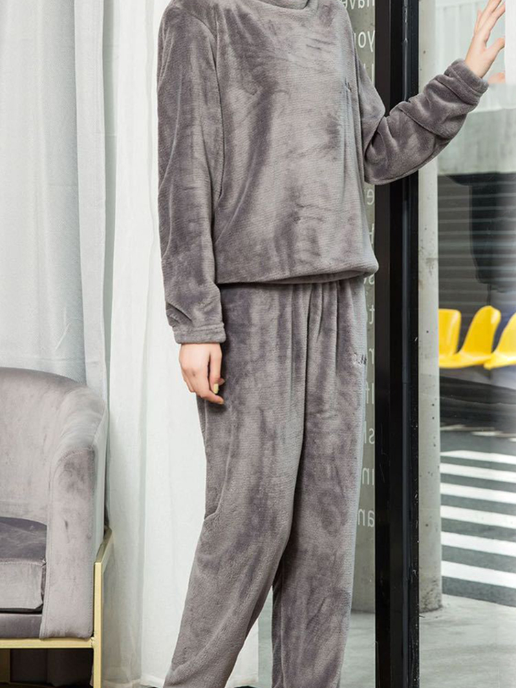ITOOLIN Women Cashmere Pajama Sets Autumn Winter Woolen Pullovers And Pants 2 pieces Sets For Women Underwear Thermal Sets 2023