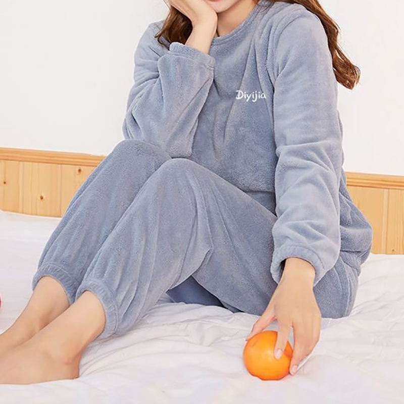 ITOOLIN Women Cashmere Pajama Sets Autumn Winter Woolen Pullovers And Pants 2 pieces Sets For Women Underwear Thermal Sets 2023