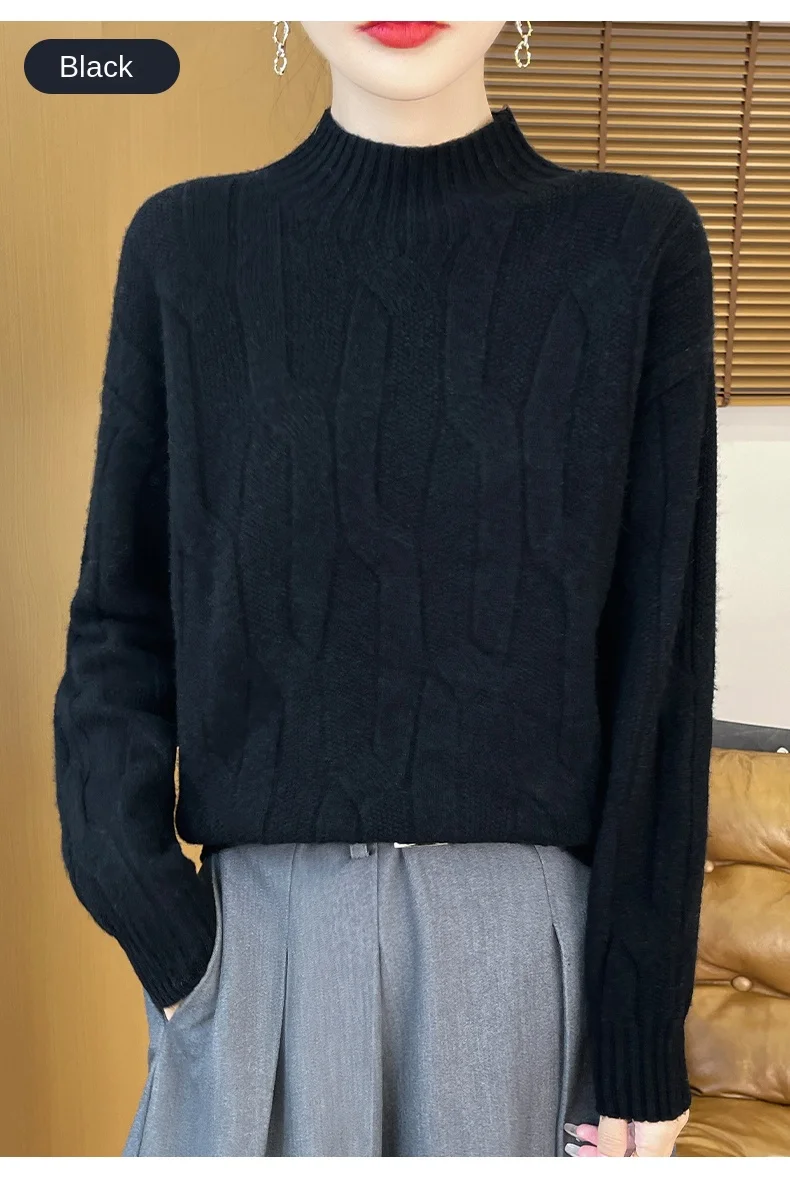 New Fashion Autumn And Winter Merino Wool Pullover Sweater Solid Color Long Sleeve Basic Thermal Top 100% Pure Wool SweaterWQ701 New Fashion Autumn And Winter Merino Wool Pullover Sweater Solid Color Long Sleeve Basic Thermal Top 100% Pure Wool SweaterWQ701